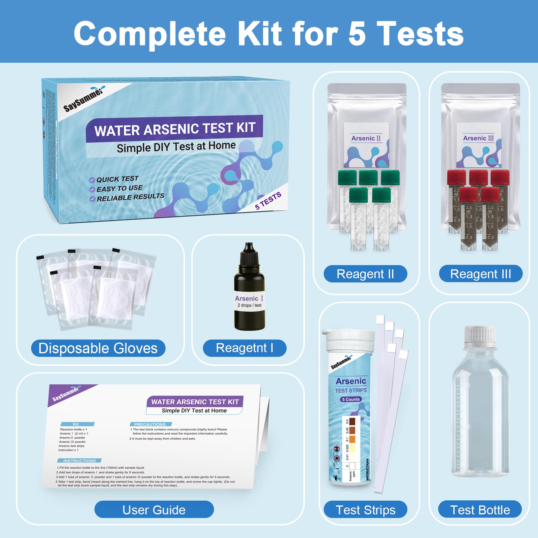 SaySummer Arsenic Test Kit gloves promote safe, clean testing