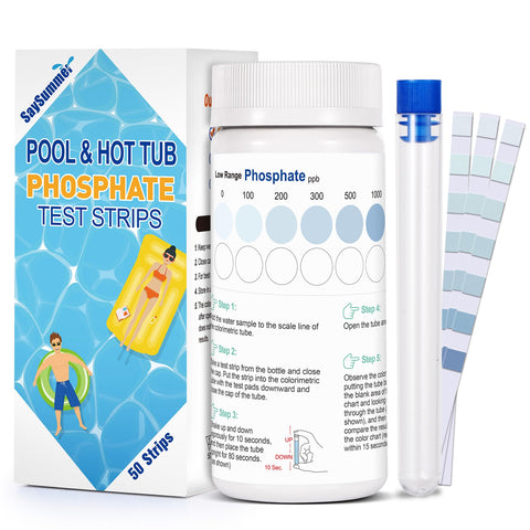 SaySummer phosphate test strip in pool water for quick pool testing and clarity