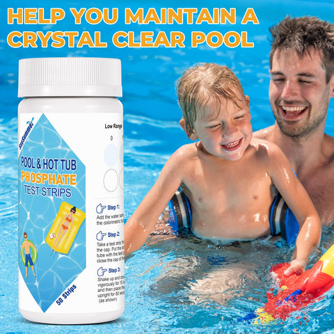 SaySummer pool phosphate kit contents with 50 strips and test tube