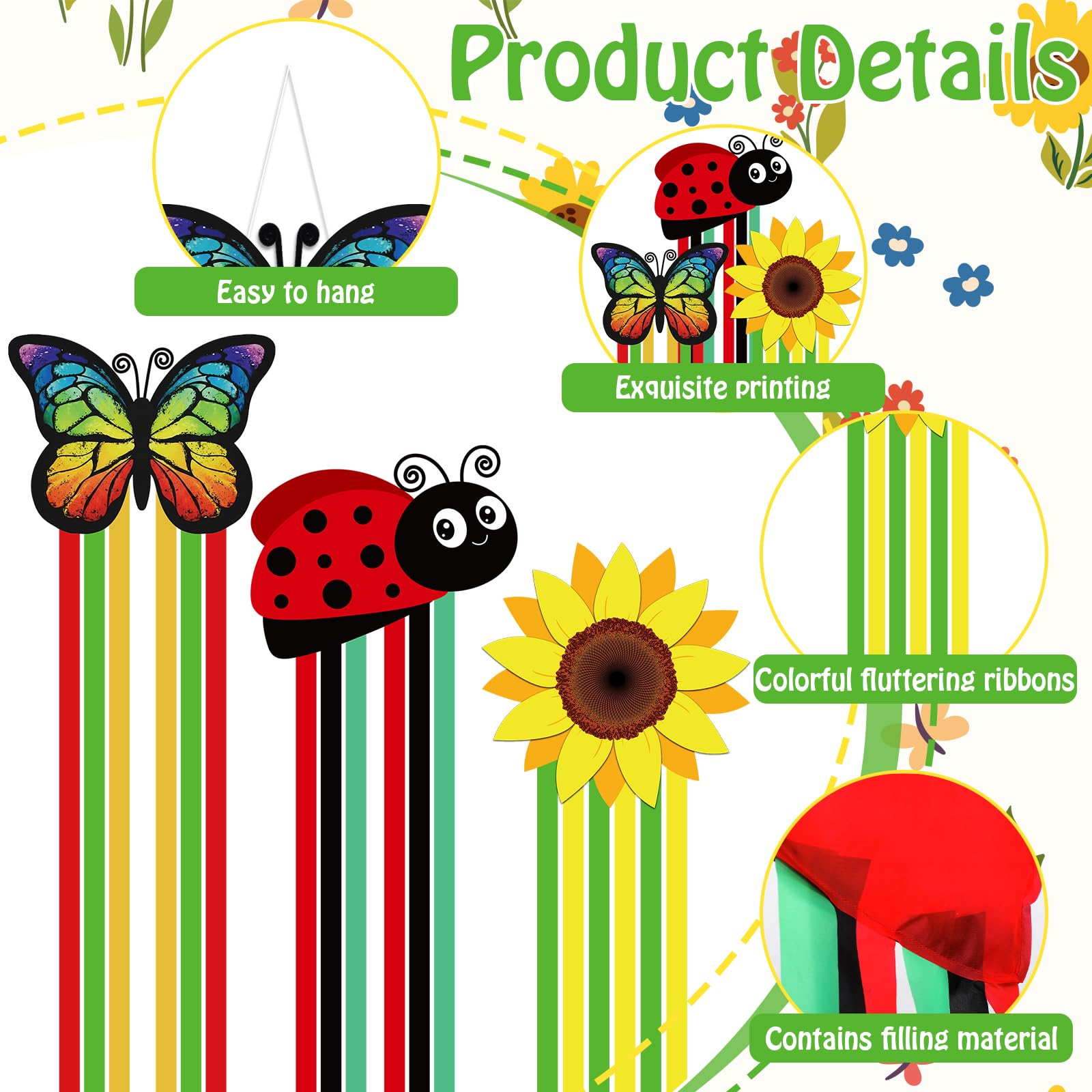 Saysurey ladybug wind sock brightens yard with playful charm