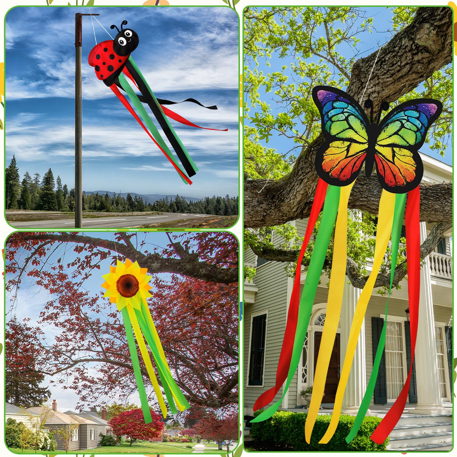 Saysurey outdoor garden wind sock multi-pack complements yard decor