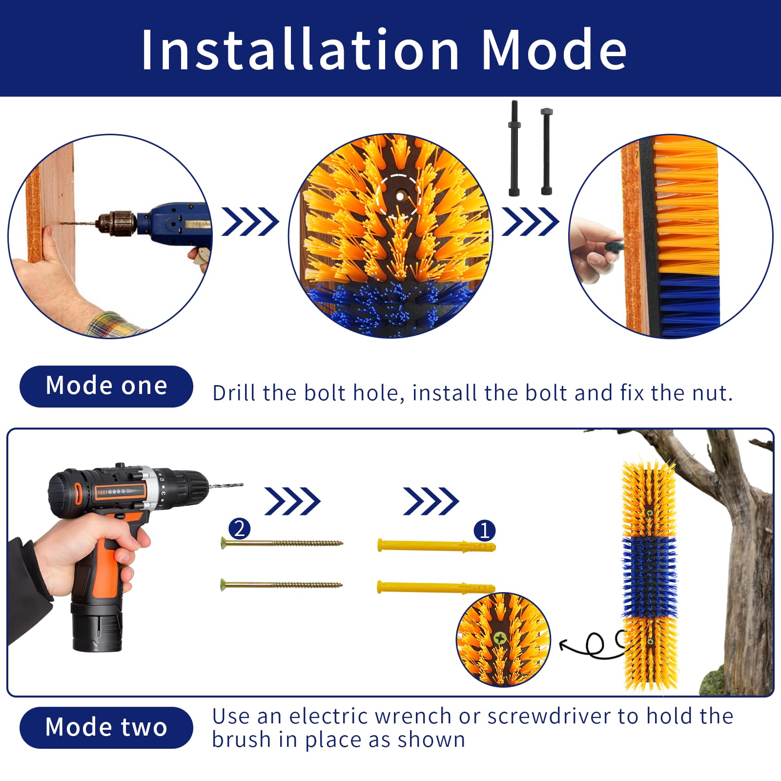 Sayutie easy-install brush with included screws and nuts for secure mounting.