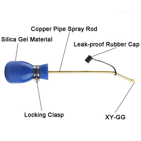 Sbestily bulb duster long copper tube blue side view for targeted dusting