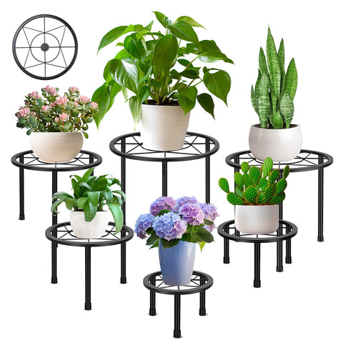 Sbosbo 6-pack metal plant stands outdoors for versatile pot display