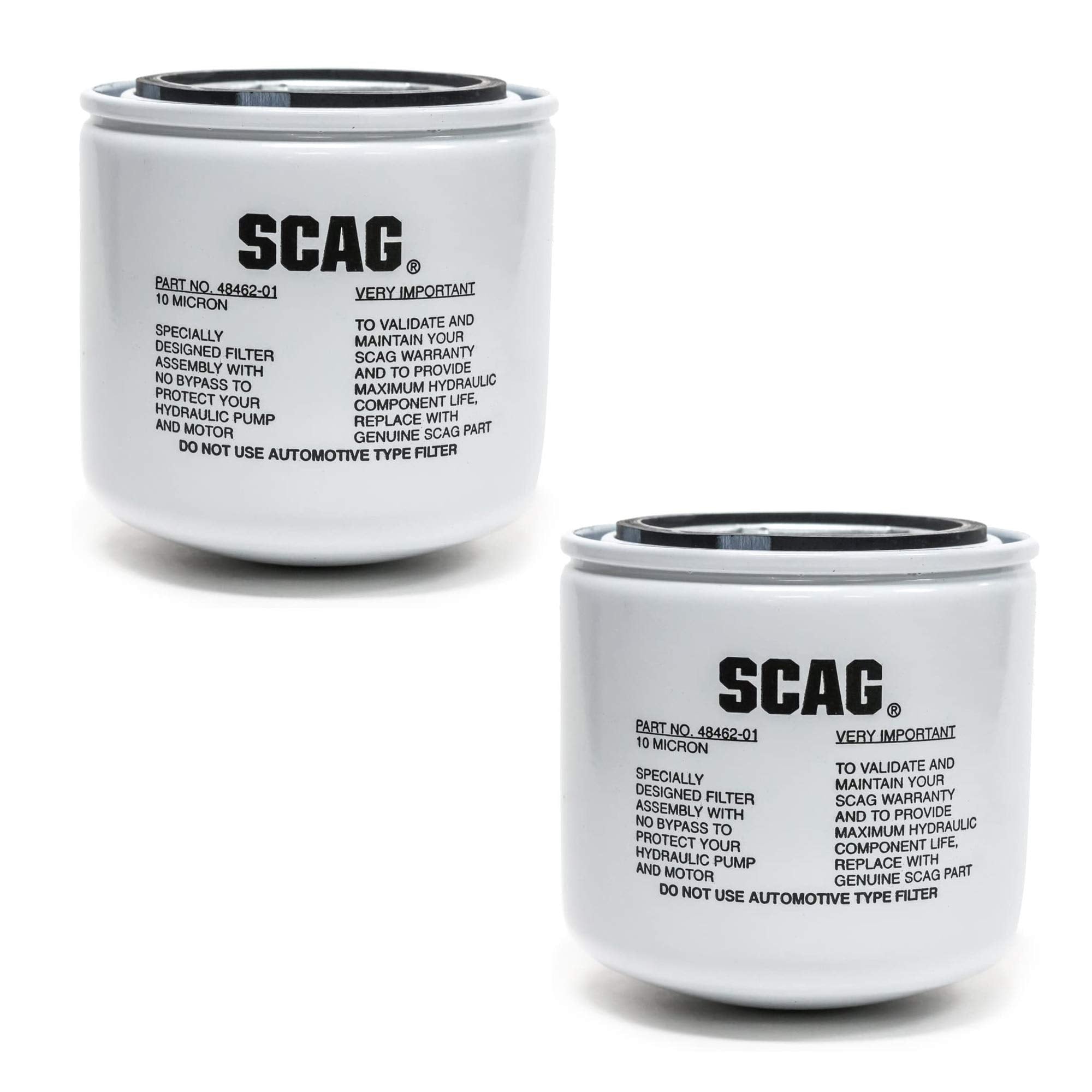 Scag Element oil filter 2-pack for quick mower maintenance and reliable filtration.