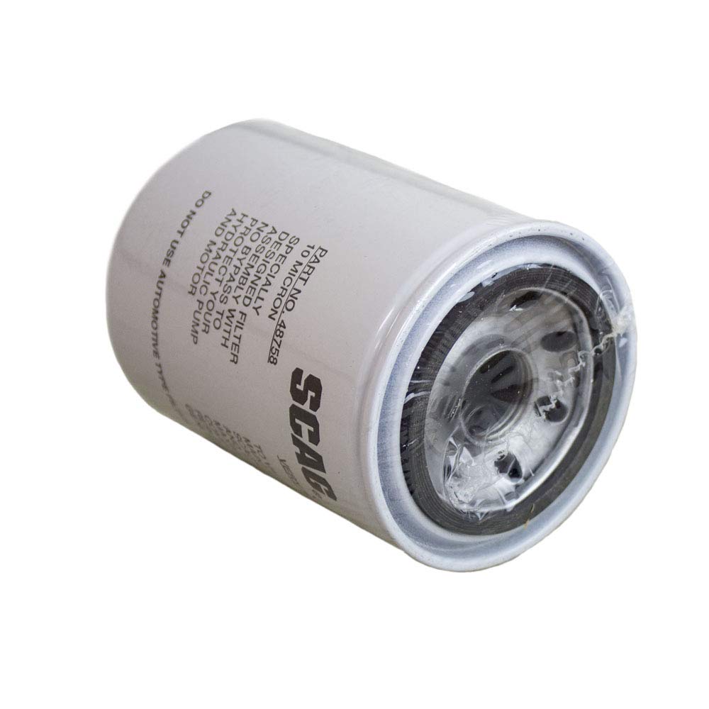 Scag OEM hydraulic filter's durable construction supports reliable performance.