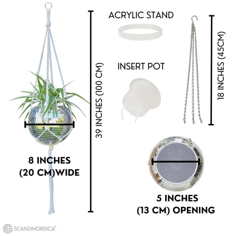 SCANDINORDICA disco ball planter acrylic stand keeps plants accessible on a table