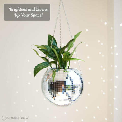 SCANDINORDICA Disco Ball Planter acrylic stand provides stable desk placement