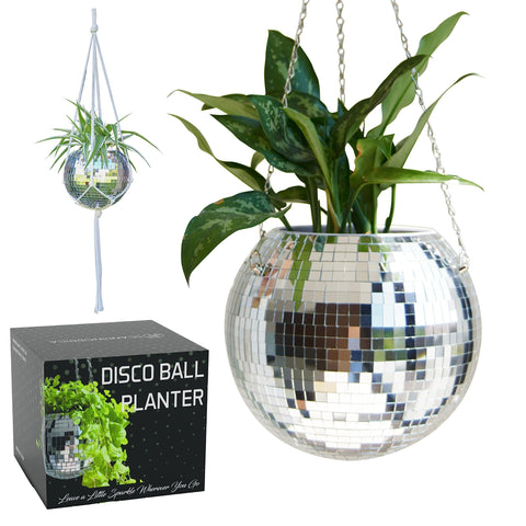 SCANDINORDICA Disco Ball Planter mirror globe enhances plant display by reflecting light
