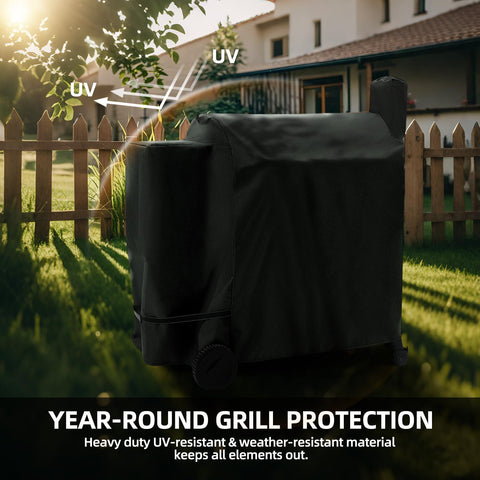 SCAUSY full-length grill cover secures the grill with bottom buckle