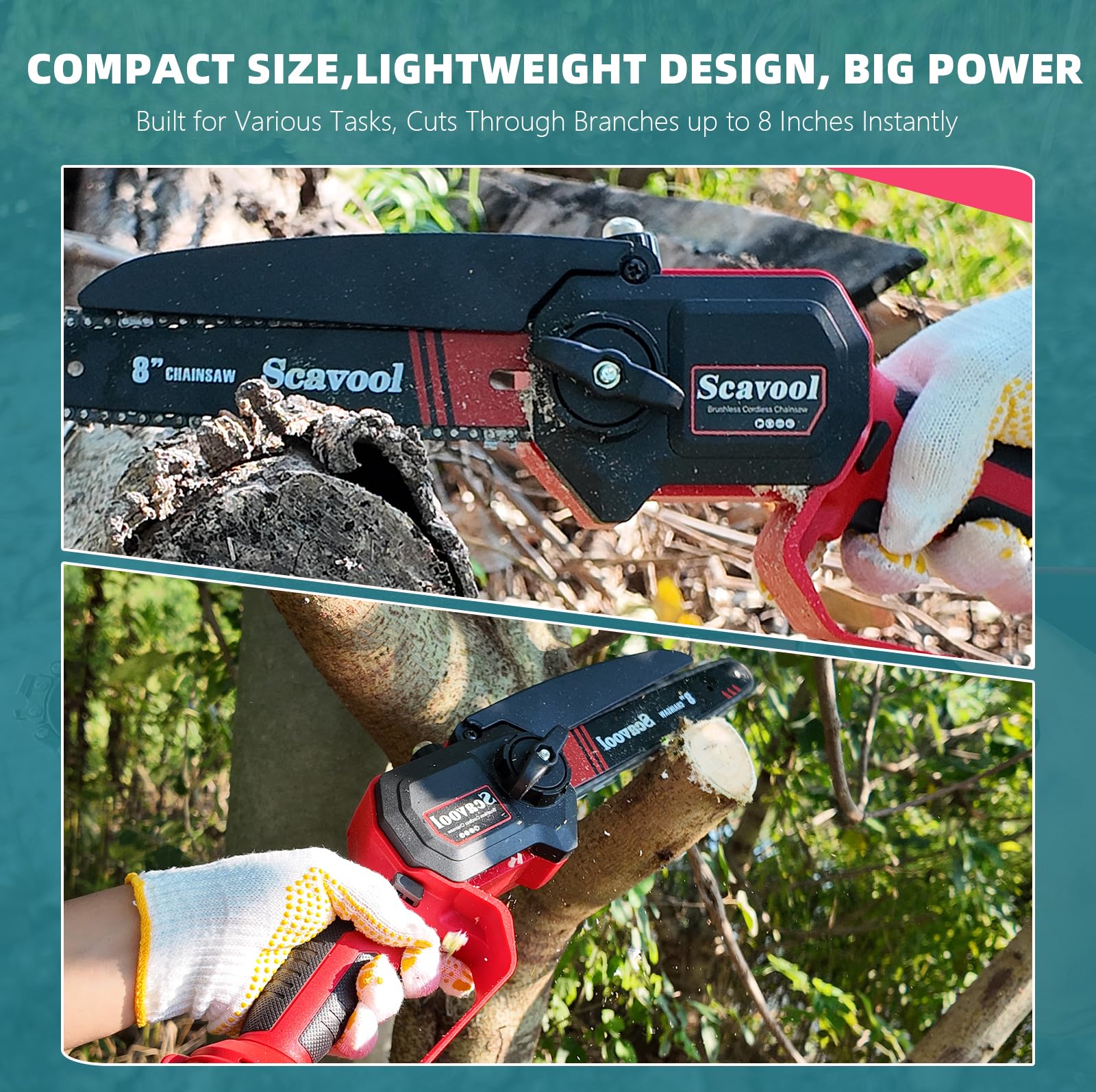 Scavool lightweight design at 3.3 lbs enables one-hand use.
