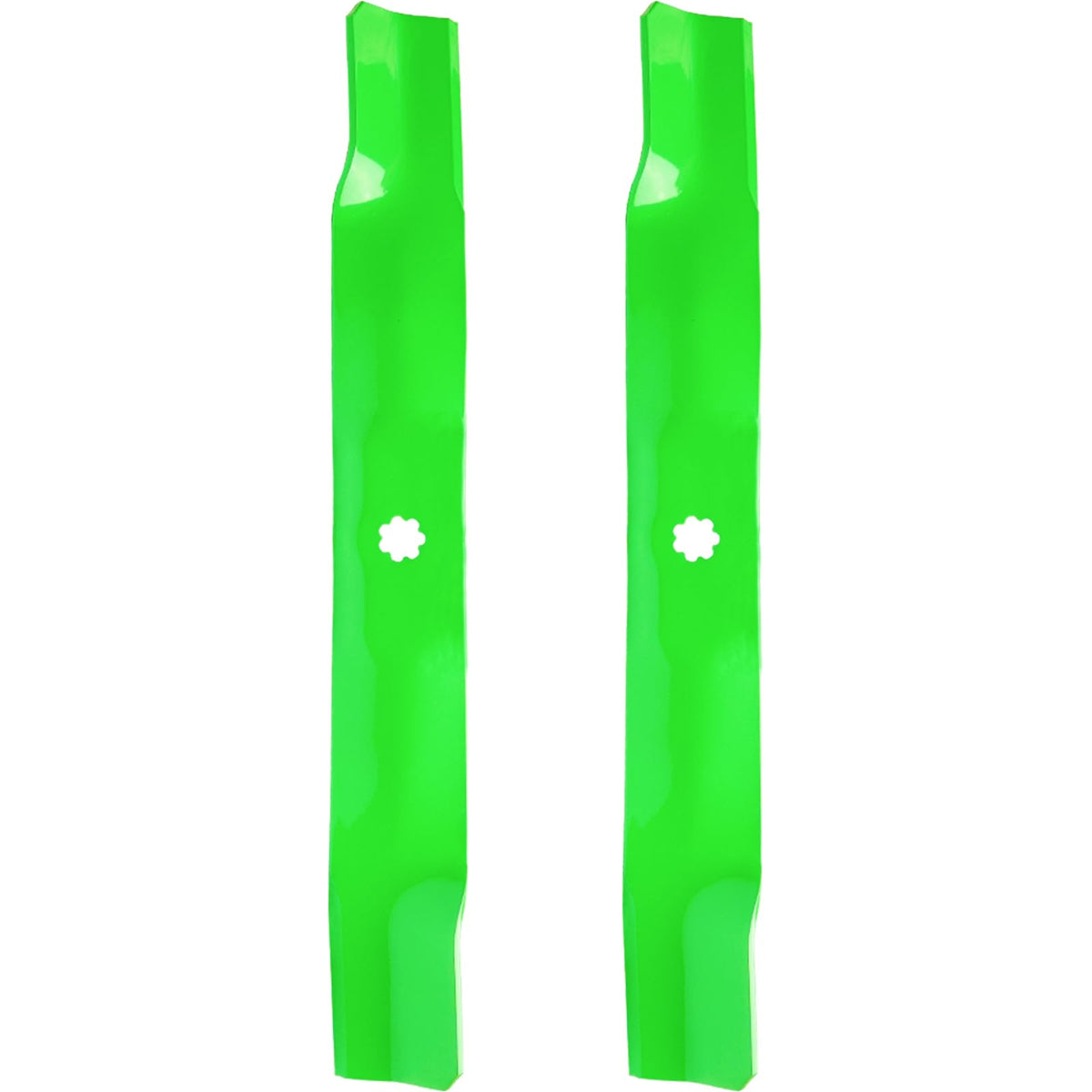 SCBHWJ 42-inch deck blade close-up showing OEM replacement compatibility for John Deere models