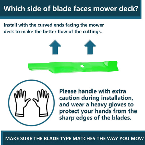 SCBHWJ 42-inch deck blade compatibility with John Deere and Sabre decks in one view