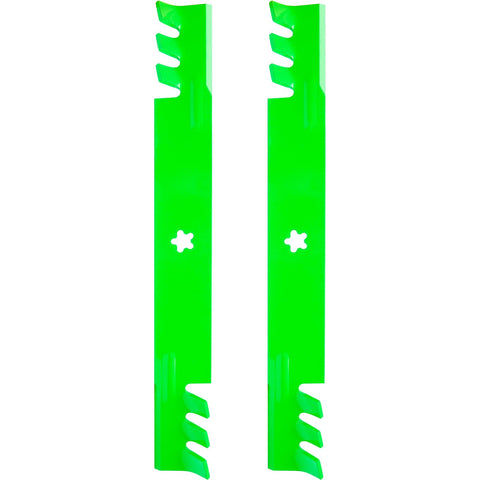 SCBHWJ 42-inch mulching blades in close-up, sharp edges for clean cuts.