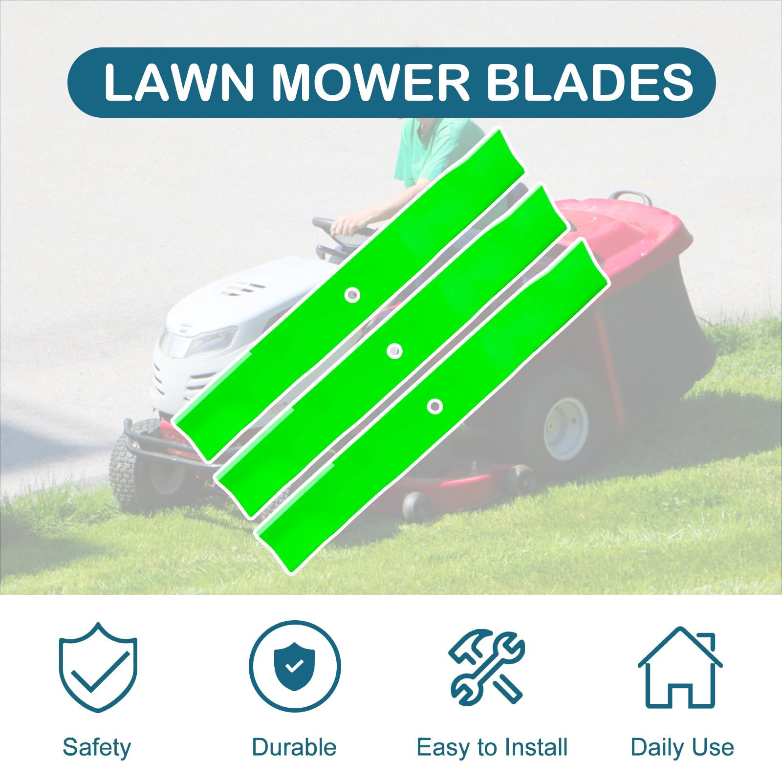 SCBHWJ 52-inch deck blades designed for zero-turn mowers with lasting wear.