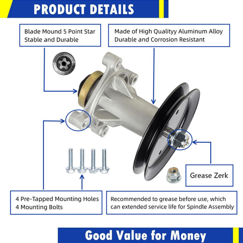 SCBHWJ spindle assembly 532192870 closeup shows durable aluminum body