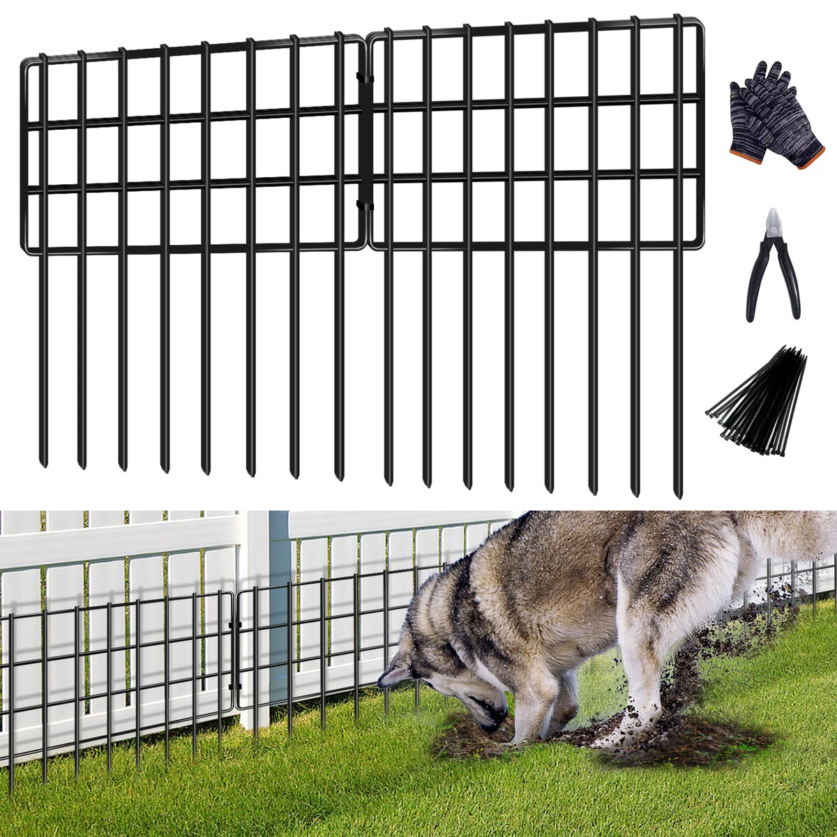 SCBIGM Animal Barrier Fence showing the 1.26-inch gap design blocks digging in the garden