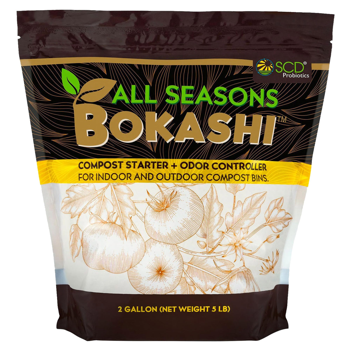 SCD Probiotics All Seasons Bokashi bag closeup ready to start composting.