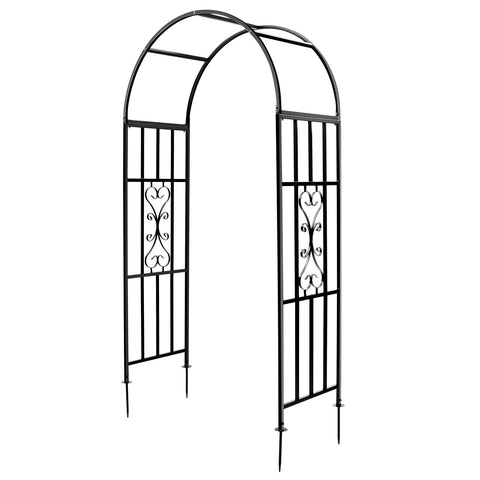 SCENDOR Garden arbors curved iron arch supports climbing vines beautifully