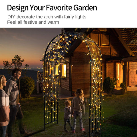 SCENDOR Garden arbors support roses and climbers along a walkway