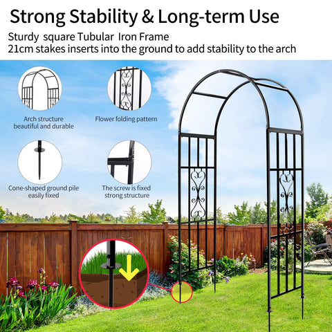 SCENDOR Garden arch includes ground spikes for enhanced stability