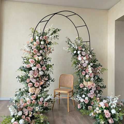 SCENDOR iron pergola arbor side view highlighting sturdy frame for durability