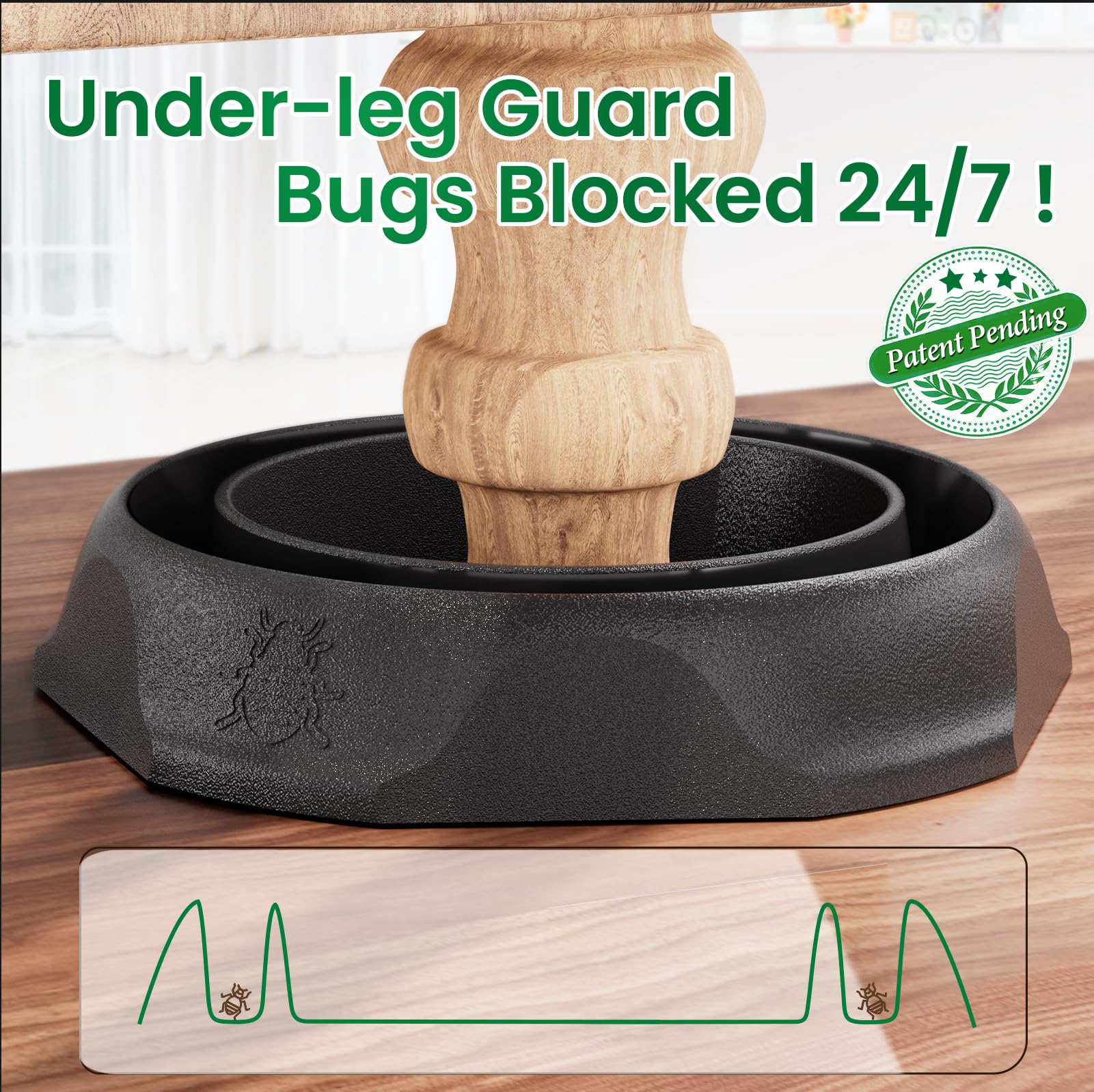 Schadro bed bug interceptors on a sofa leg for early monitoring