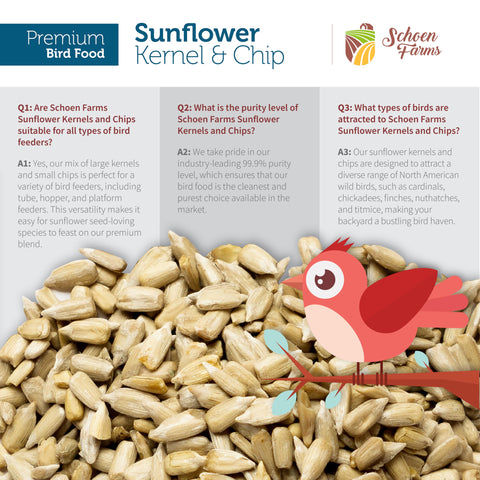 Schoen Farms Canadian-grown seed displayed as pure, natural nourishment for wildlife.