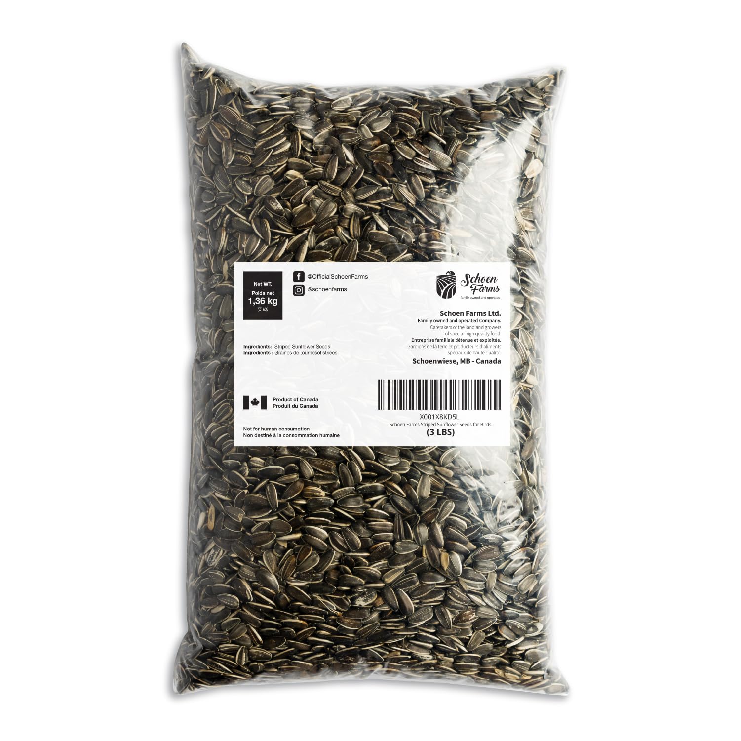Schoen Farms hulled seeds for clean feeding, reducing shell mess around feeders.