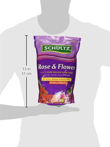 Schultz Rose & Flower granular plant food supports healthier blooms in the garden