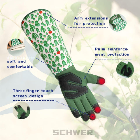 Schwer women's garden gloves providing long breathable coverage.