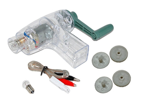Sci-Supply hand crank DC generator 6V front view for classroom energy demonstrations.