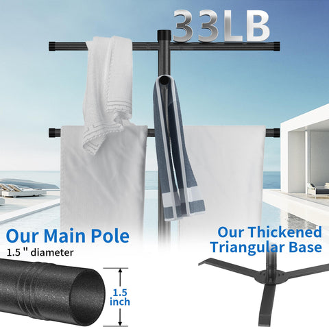 Scisum triangular base ensures wind-resistant stability for poolside use.