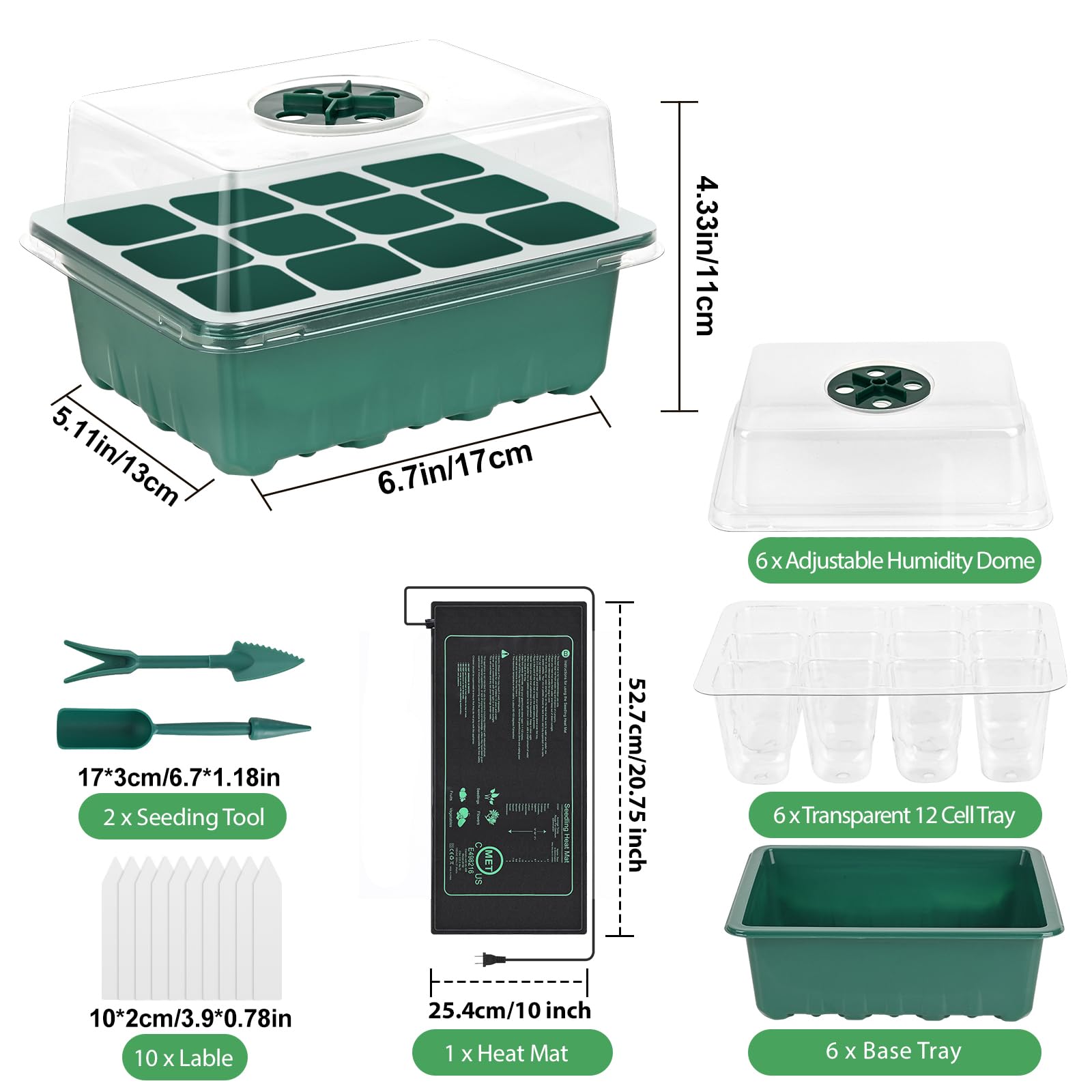 Sckee 12-cell seed tray with drainage holes promotes airflow and prevents overwatering.