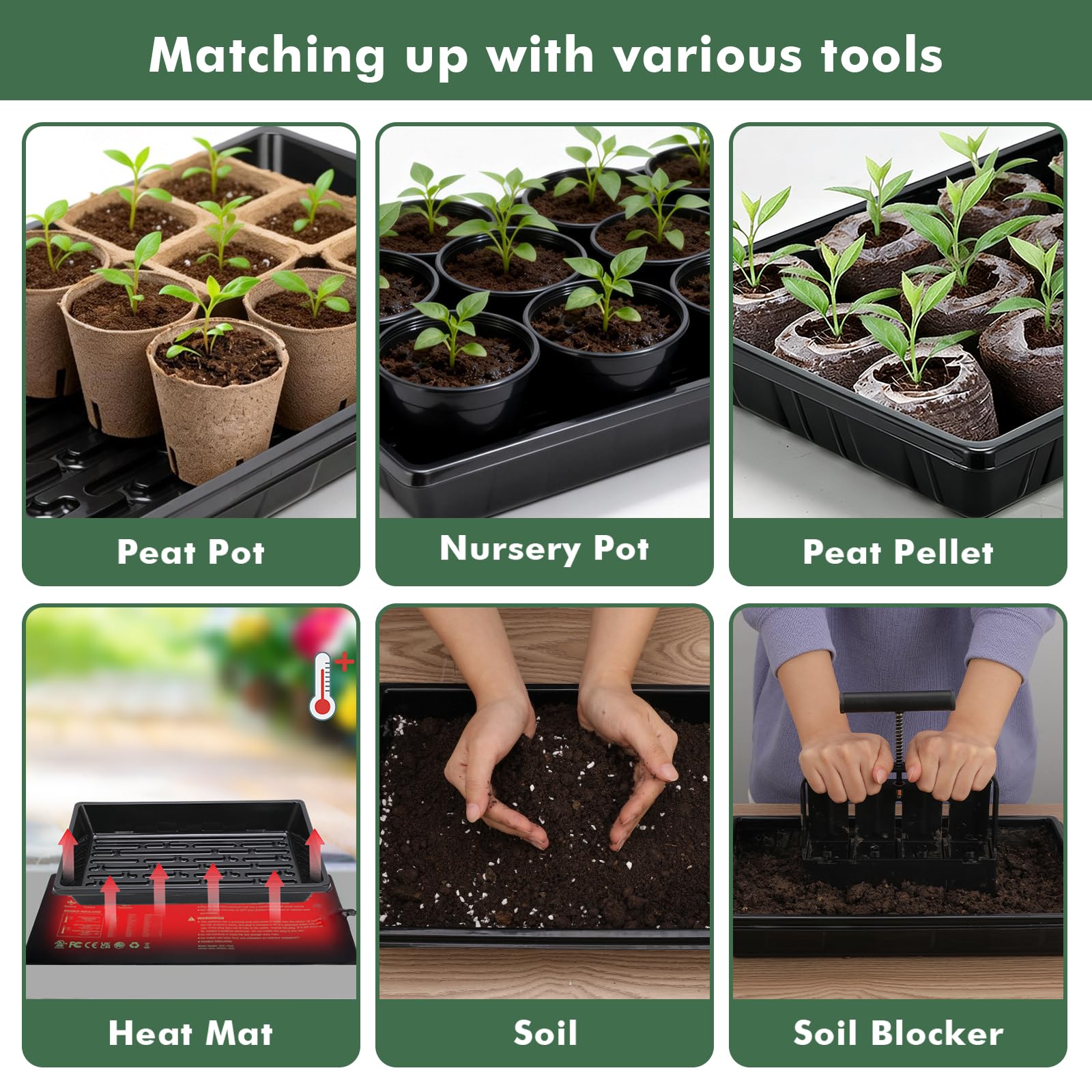Sckee 16.9 by 10 by 2.5 inch seed tray sized for larger batches