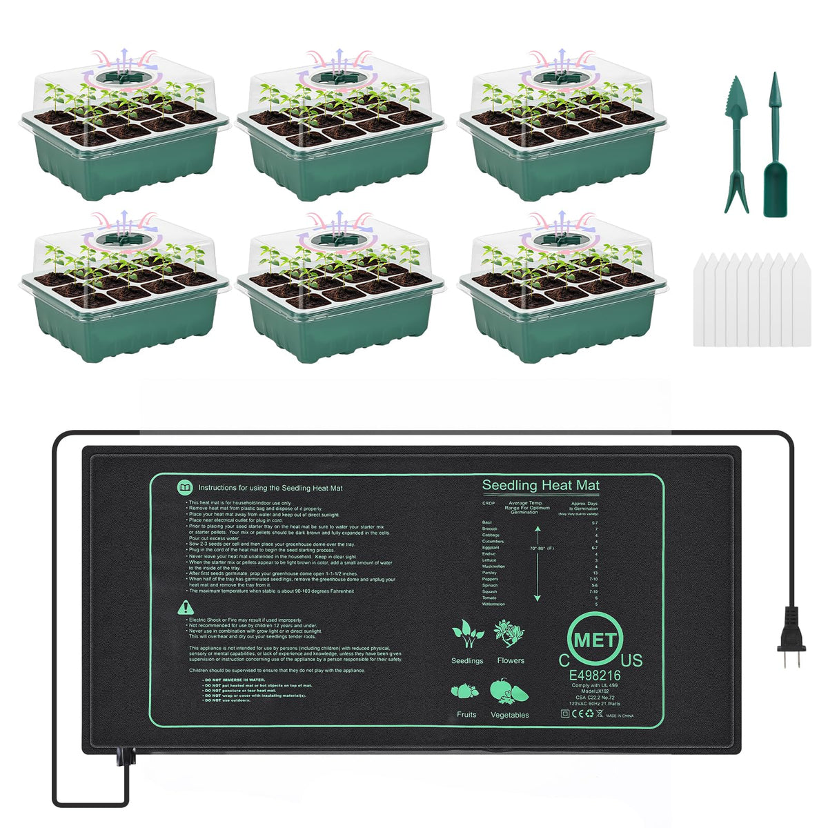 Sckee seed starter tray 6-pack organized for efficient seeding.