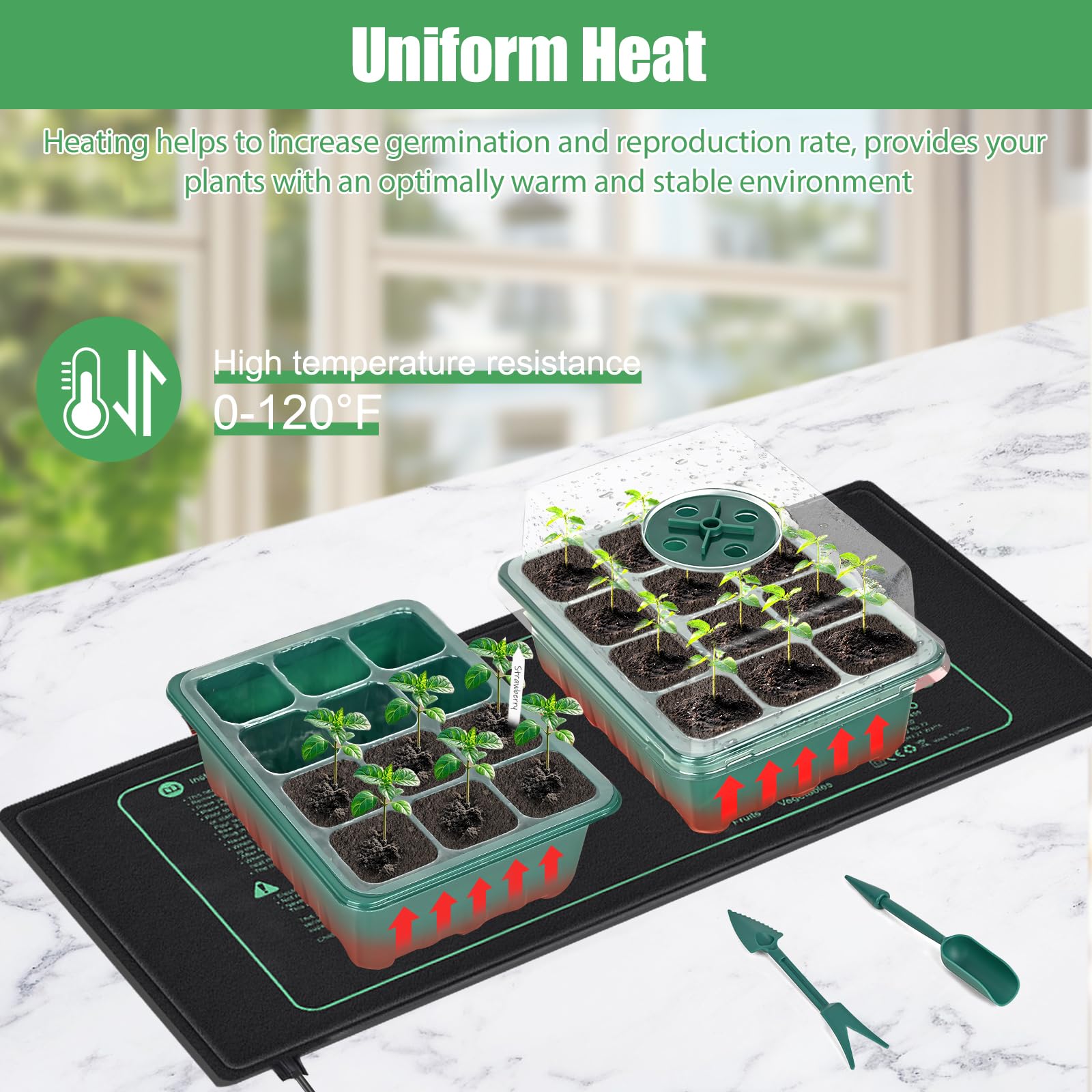 Sckee seedling heat mat delivers even warmth for germination.