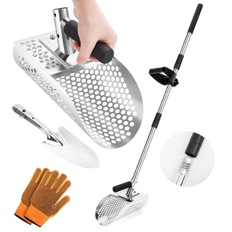 SCNKKL long handle sand scoop with extended height for beach metal detecting