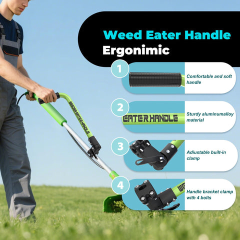 SCNKKL trimmer handle with shoulder harness reduces strain during extended yard work.