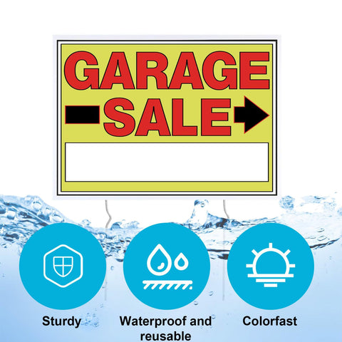 SCNWQ directional arrow sign guides buyers to your yard sale.