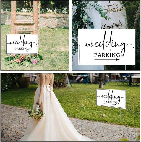 SCNWQ wedding signs sturdy metal stakes ensure stable display on grass
