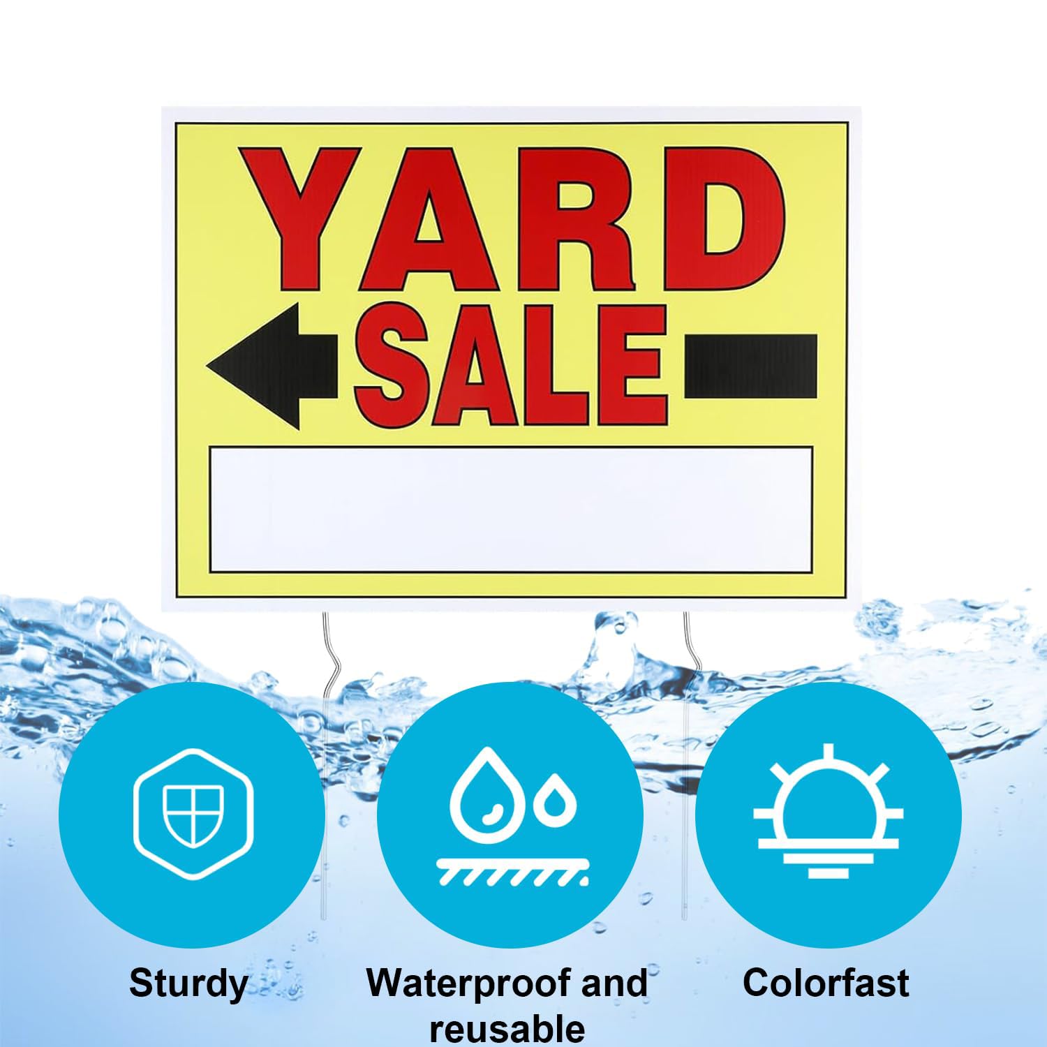 SCNWQ yard sale signs with metal stakes included for stable outdoor display
