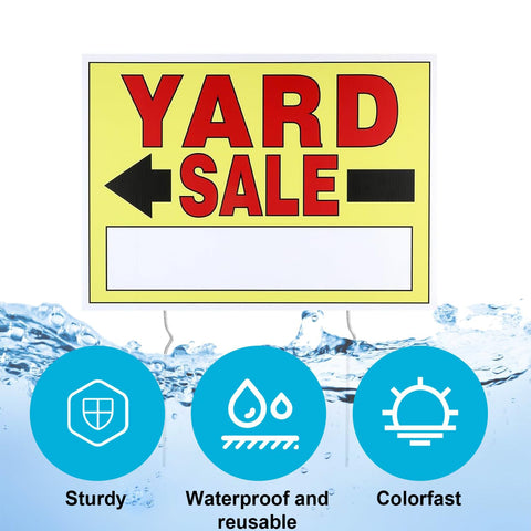 SCNWQ yard sale signs with metal stakes included for stable outdoor display