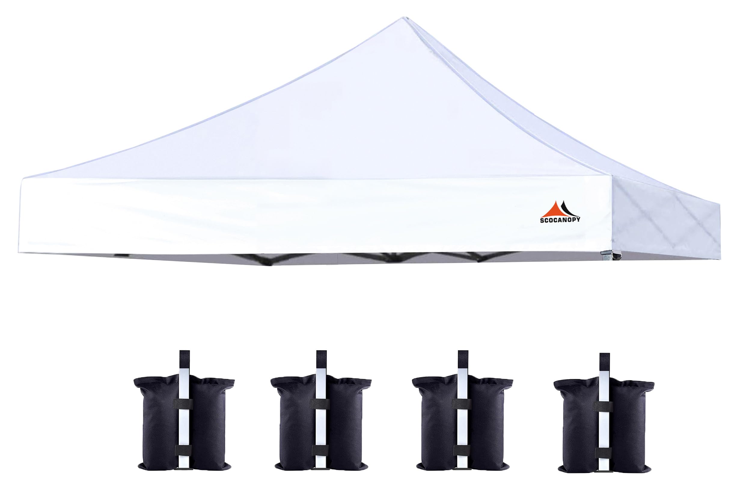 SCOCANOPY 10x10 replacement top in white mounted on a frame for secure shelter upgrade
