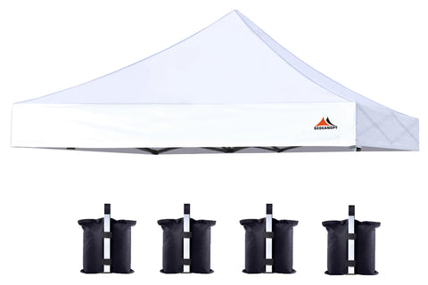 SCOCANOPY 10x10 replacement top in white mounted on a frame for secure shelter upgrade