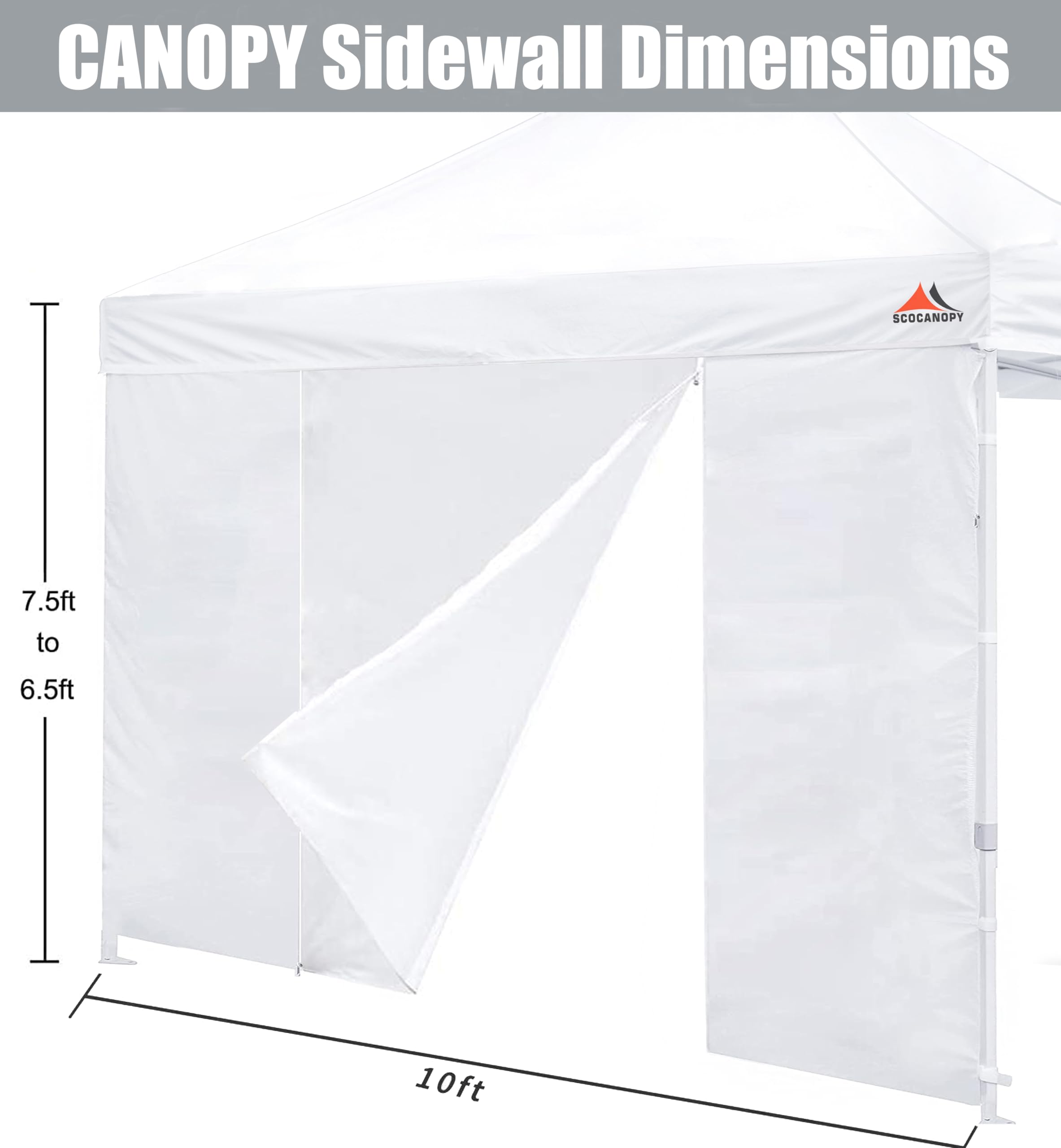 SCOCANOPY white door showing rolling closure for privacy and weather protection.