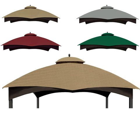 SCOCANOPY khaki ripstop top front view shows precise fit for Lowe's 10x12 gazebo