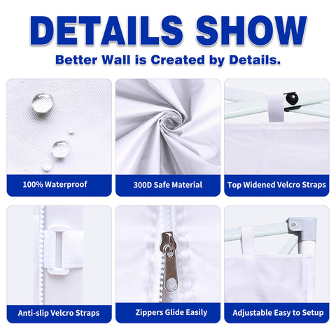 SCOCANOPY sidewalls 10x10 white zip and strap close-up for secure attachment.