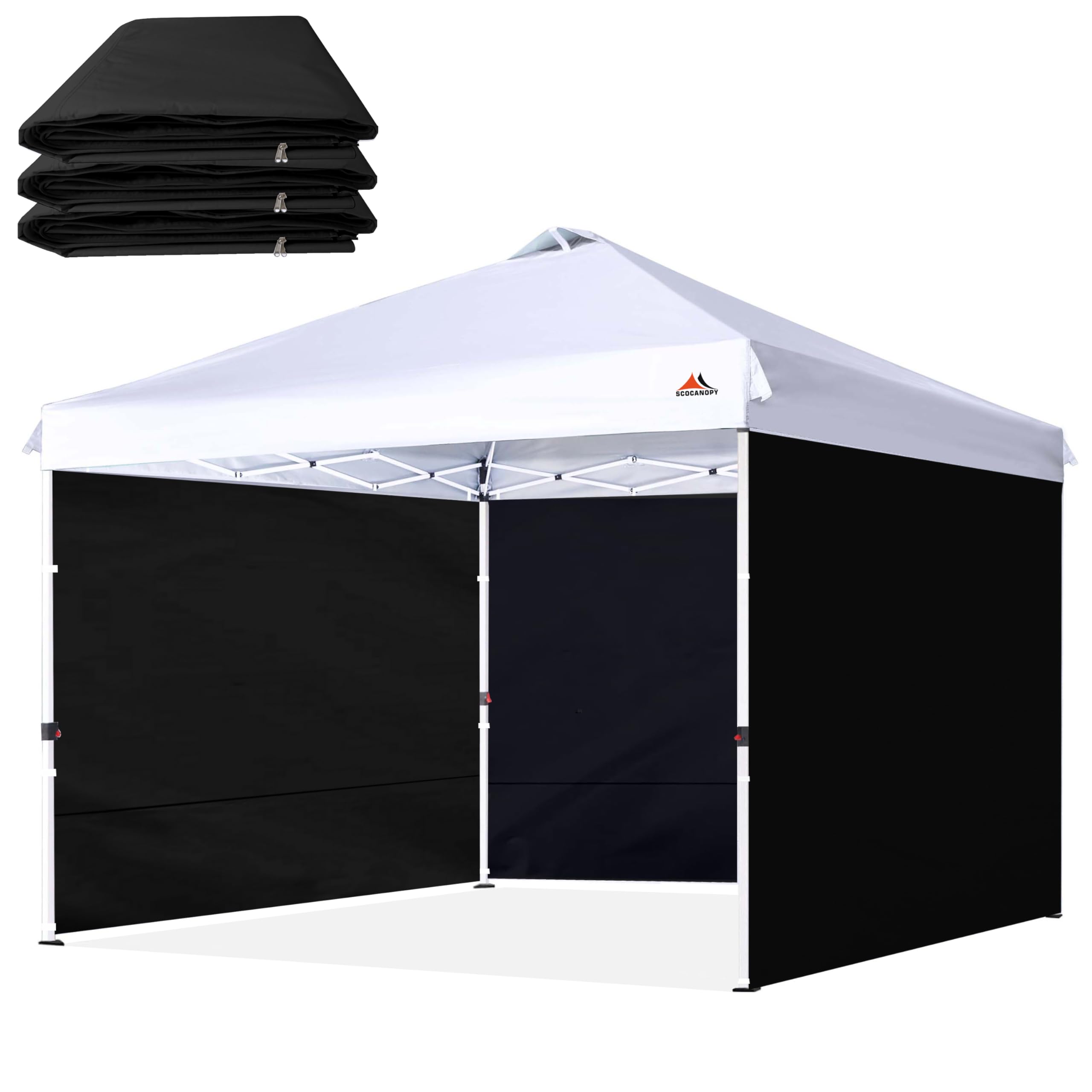 SCOCANOPY SunWall sidewall panel provides snug alignment for wind-tight 10x10 canopy setups.