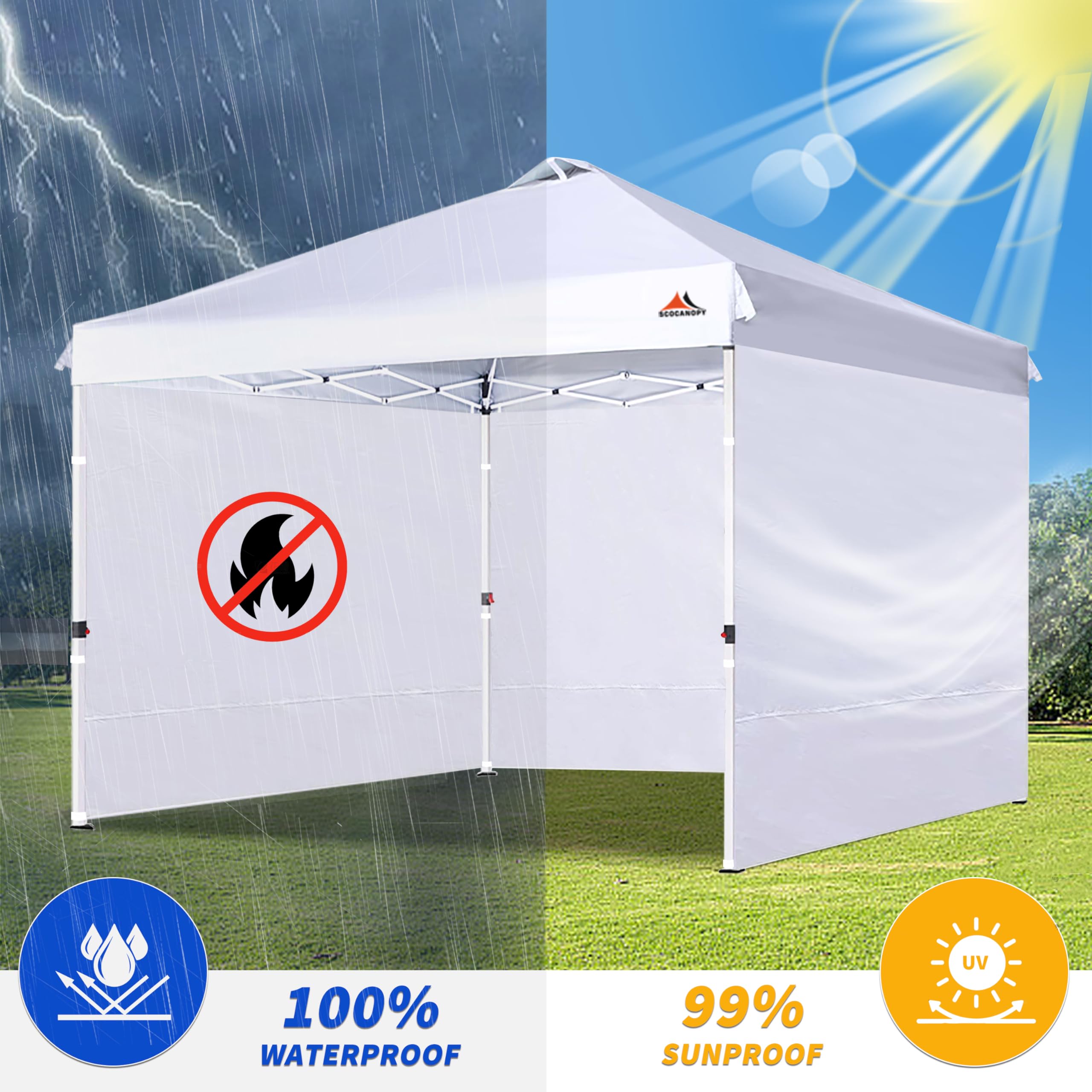 SCOCANOPY SunWall Velcro attachment keeps walls firmly in place.
